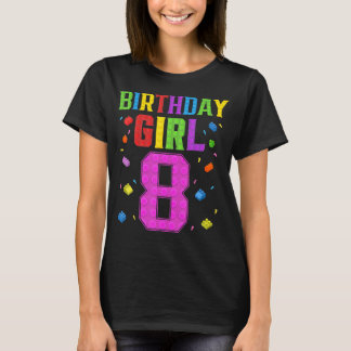Niedlich 8. Geburtstag 8 Jahre Altes Gebäude Mädch T-Shirt