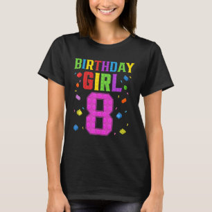 Niedlich 8. Geburtstag 8 Jahre Altes Gebäude Mädch T-Shirt