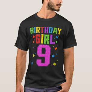 Niedlich 9. Geburtstag 9 Jahre alt Gebäude Gir T-Shirt