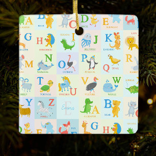 Niedlich ABC Animal Alphabet Muster Name Weihnacht Keramikornament