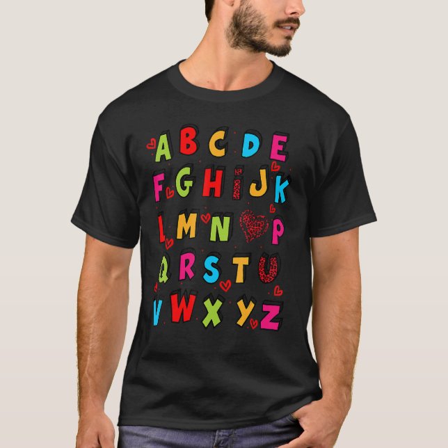 Niedlich ABC I Liebe Sie Alphabet Lehrer Valentine T-Shirt (Vorderseite)