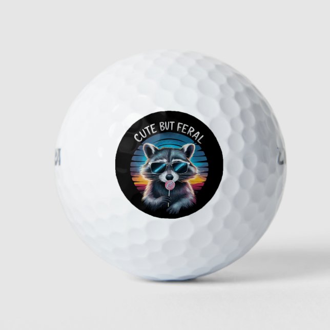 Niedlich aber Feral Funny Raccoon Golfball (Vorderseite)