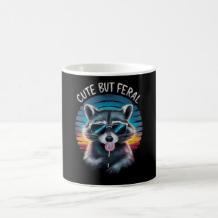 Niedlich aber Feral Funny Raccoon Kaffeetasse
