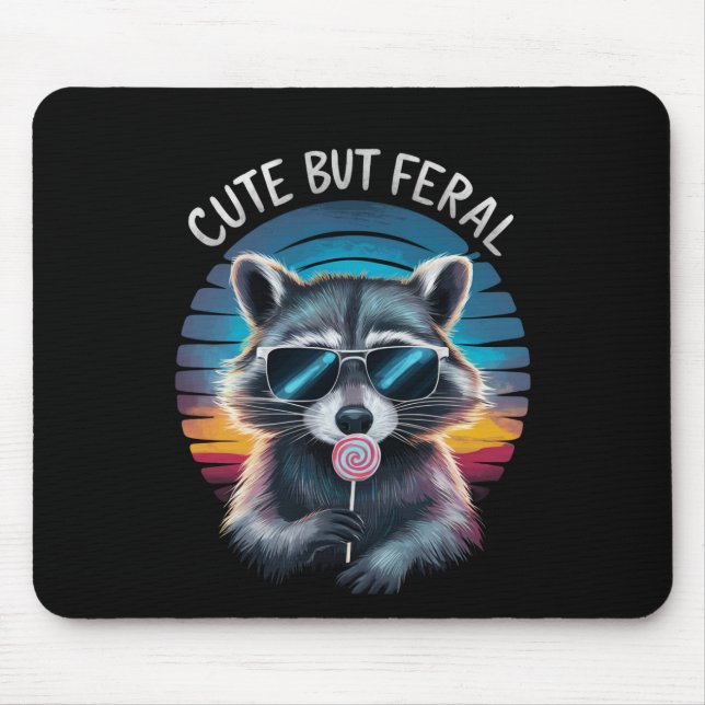 Niedlich aber Feral Funny Raccoon Mousepad (Vorne)