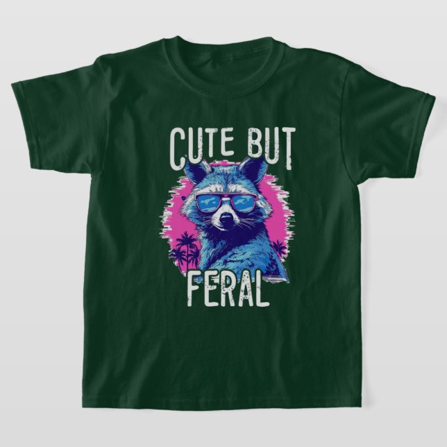 Niedlich aber Feral Funny Raccoon T-Shirt (Ablage )