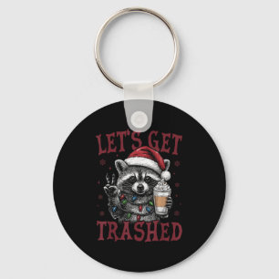 Niedlich aber Feral Funny Raccoon Weihnachtsmatte Schlüsselanhänger