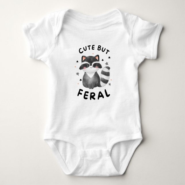 Niedlich aber Feral, Meme Funny Raccoon Baby Strampler (Vorderseite)