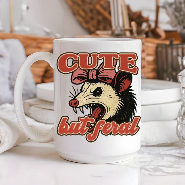 Niedlich aber Feral Possum: Vintager sarkastischer Kaffeetasse (This cute but feral possum design is made for anyone who loves sarcasm with style!)