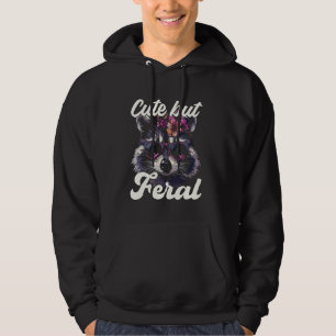 Niedlich aber Feral Raccoon Blume Sonnenbrille Fun Hoodie