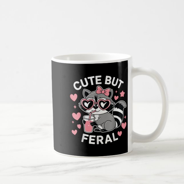 Niedlich, aber Feral Racoon Nk Gles Kindermädchen  Kaffeetasse (Rechts)