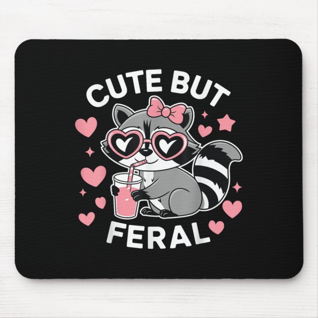 Niedlich, aber Feral Racoon Nk Gles Kindermädchen  Mousepad (Vorne)