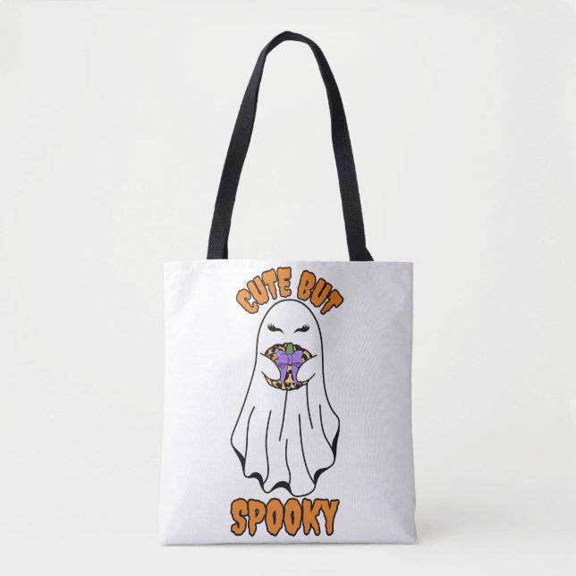 Niedlich, aber Spooky Halloween Ghost Holing a Pum (Vorderseite)