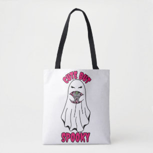 Niedlich, aber Spooky Halloween Ghost Holing a Pum