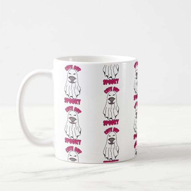 Niedlich, aber Spooky Halloween Ghost Holing a Pum Kaffeetasse (Links)