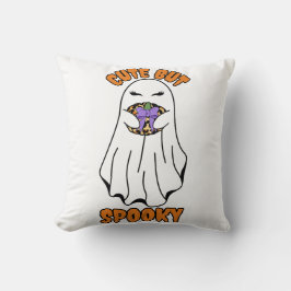 Niedlich, aber Spooky Halloween Ghost Holing a Pum Kissen