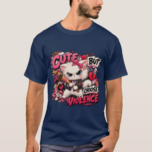 Niedlich, aber wähle Gewalt Wütende Weiße Katze Lu T-Shirt