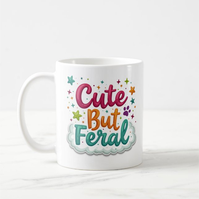 Niedlich aber wild Lustiger frecher Becher Kaffeetasse (Links)