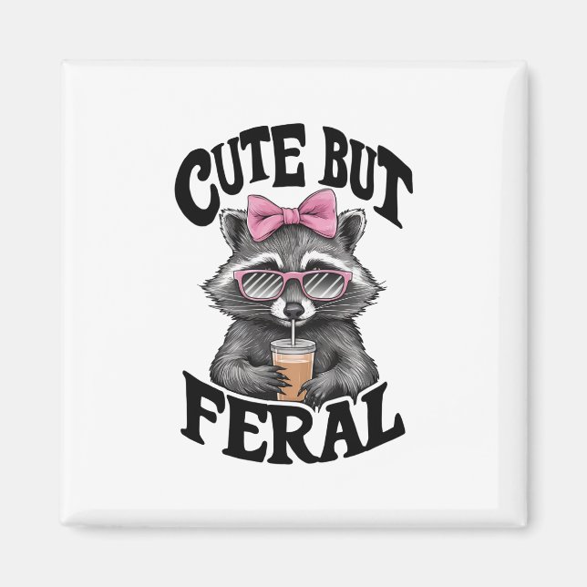 Niedlich aber Wild Racoon mit Sonnenbrille Racoon Magnet (Vorne)