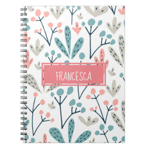 Niedlich Abstrakt rosa Blau Abstrakte Blume Monogr Notizblock