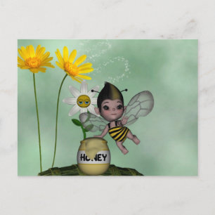 Niedlich Adorable Baby Bumble Bee Honey Postkarte