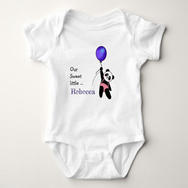 Niedlich Adorable Baby Panda mit Blue Balloon Baby Strampler (Vorderseite)