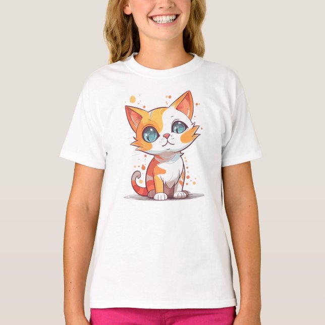 Niedlich Adorable Brown Cat T-Shirt (Vorderseite)