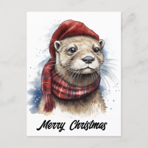 Niedlich Adorable Christmas Otter Feiertagspostkarte