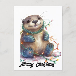 Niedlich Adorable Christmas Otter Feiertagspostkarte