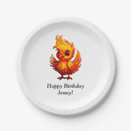 Niedlich Adorable Fiery Cartoon Baby Phoenix Pappteller