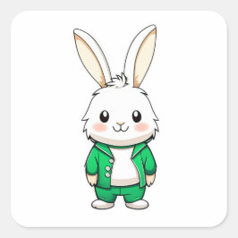 Niedlich Adorable Kaninchen Quadratischer Aufkleber