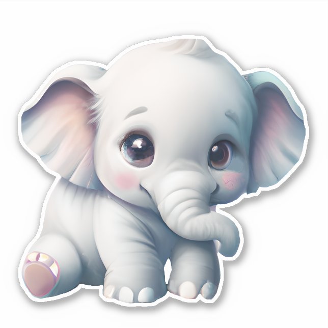 Niedlich Adorable Kawaii Baby Elephant Aufkleber (Vorderseite)