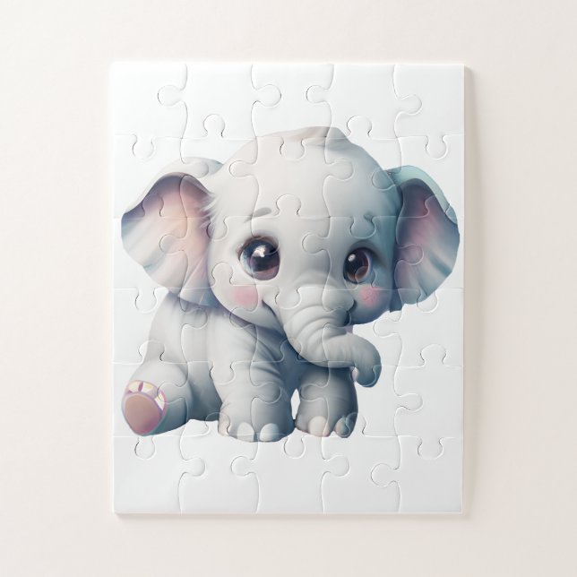 Niedlich Adorable Kawaii Baby Elephant Puzzle (Vertikal)