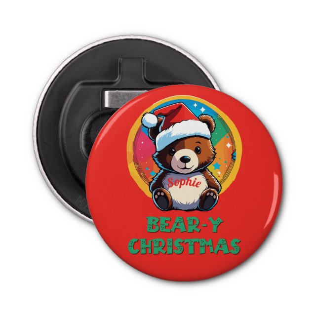 Niedlich Adorable Kawaii Chibi Bär y Weihnachtsbär Flaschenöffner (Vorderseite)