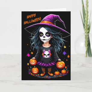 Niedlich Adorable Kawaii Halloween Hexe Karte