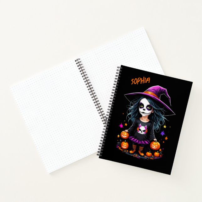 Niedlich Adorable Kawaii Halloween Hexe Notizbuch (Innenseite)