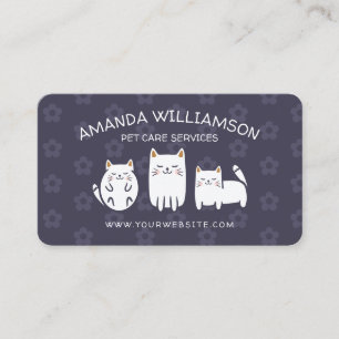 Niedlich Adorable Kitts Cat Pet Care Services Lila Visitenkarte