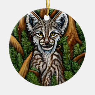 Niedlich Adorable Little Lynx Kitten Keramik Ornament