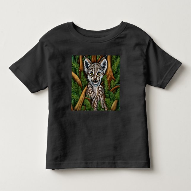 Niedlich Adorable Little Lynx Kitten Kleinkind T-shirt (Vorderseite)