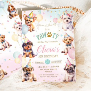 Niedlich Adorable Pawty Hunde Balloons Geburtstags Einladung