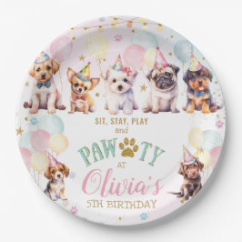 Niedlich Adorable Puppy Hunde Balloons Geburtstags Pappteller