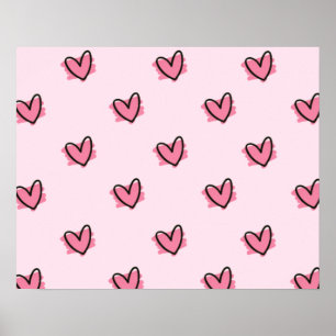 Niedlich Adorable Valentine's Day Red Hearts Muste Poster