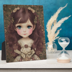 Niedlich Adorable Vintage Art Chibi Kawaii Girl de Fotoplatte