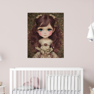 Niedlich Adorable Vintage Art Chibi Kawaii Girl de Poster
