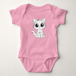 Niedlich Adorable White Cat Cartoon-30853 Baby Strampler