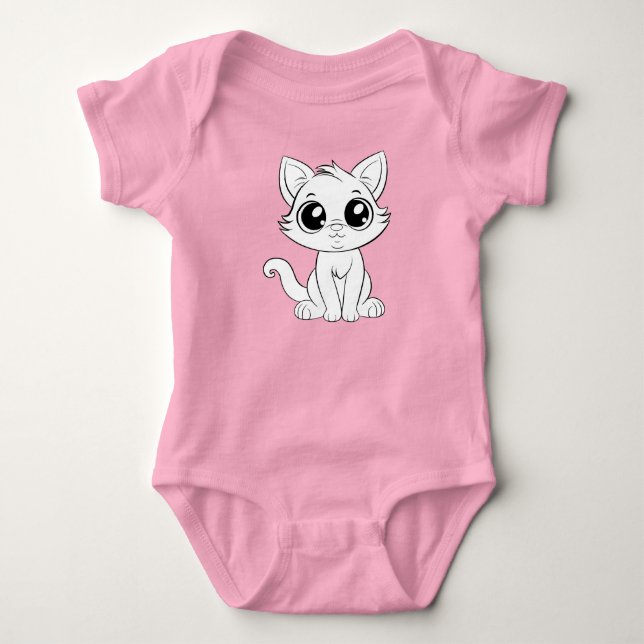 Niedlich Adorable White Cat Cartoon-30853 Baby Strampler (Vorderseite)