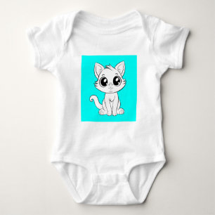 Niedlich Adorable White Cat Cartoon-30853 Baby Strampler