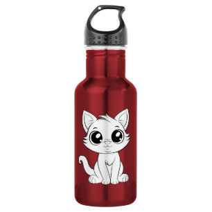 Niedlich Adorable White Cat Edelstahlflasche