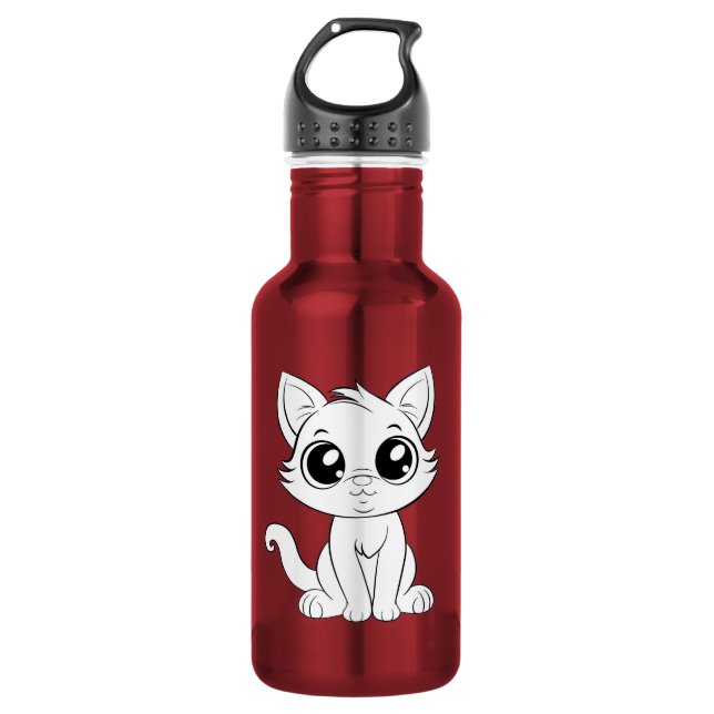 Niedlich Adorable White Cat Edelstahlflasche (Vorderseite)