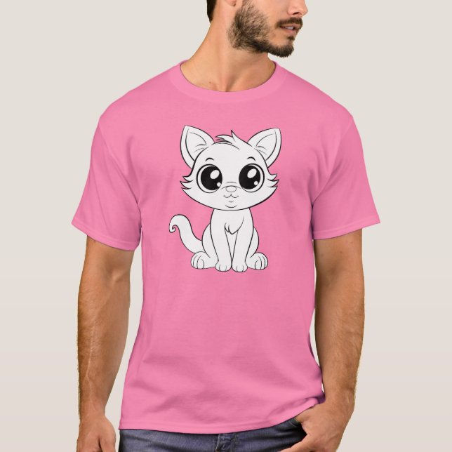 Niedlich Adorable White Cat T-Shirt (Vorderseite)