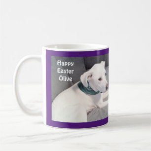 Niedlich Adorable White Puppy Dog Lila Ostergesche Kaffeetasse